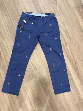 Polo by Ralph Lauren Navy Embroidered Sailboat Chinos 34x32 New tags just pulled